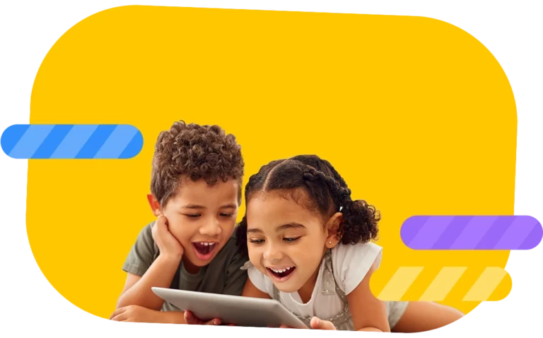 Children spending educational time on a tablet.