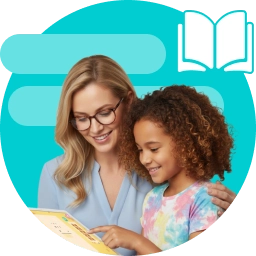 Mother and child using a tablet together, promoting learning and literacy.