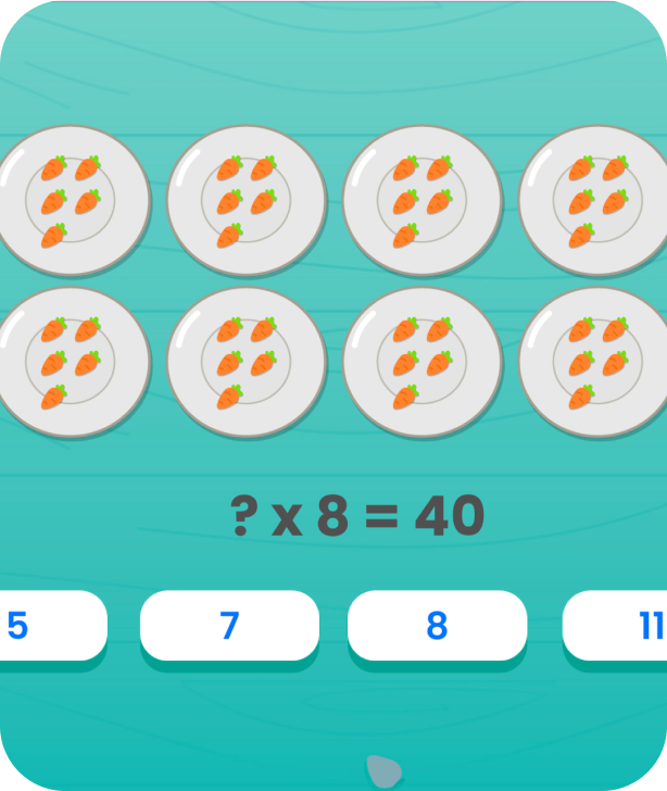 Interactive multiplication game for elementary school students.